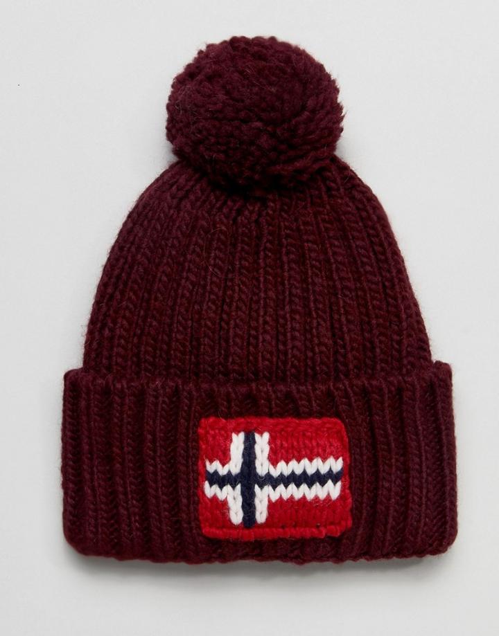 Napapijri Semiury Beanie In Burgundy - Red
