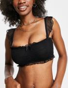 Pour Moi Fuller Bust Summer Vibe Sheer Bandeau With Removeable Straps In Black