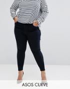 Asos Curve High Waist Ridley Skinny Jean In Petunia Dark Wash Blue - B