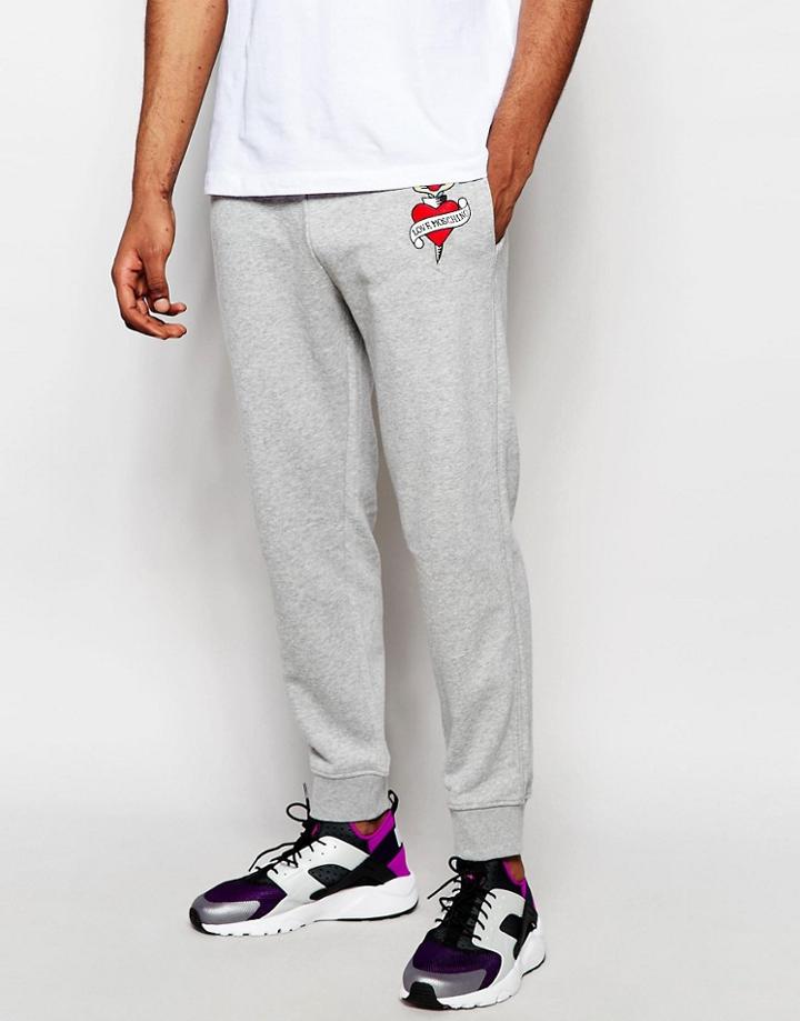 Love Moscino Jogger Tattoo Embroidered Logo - Gray