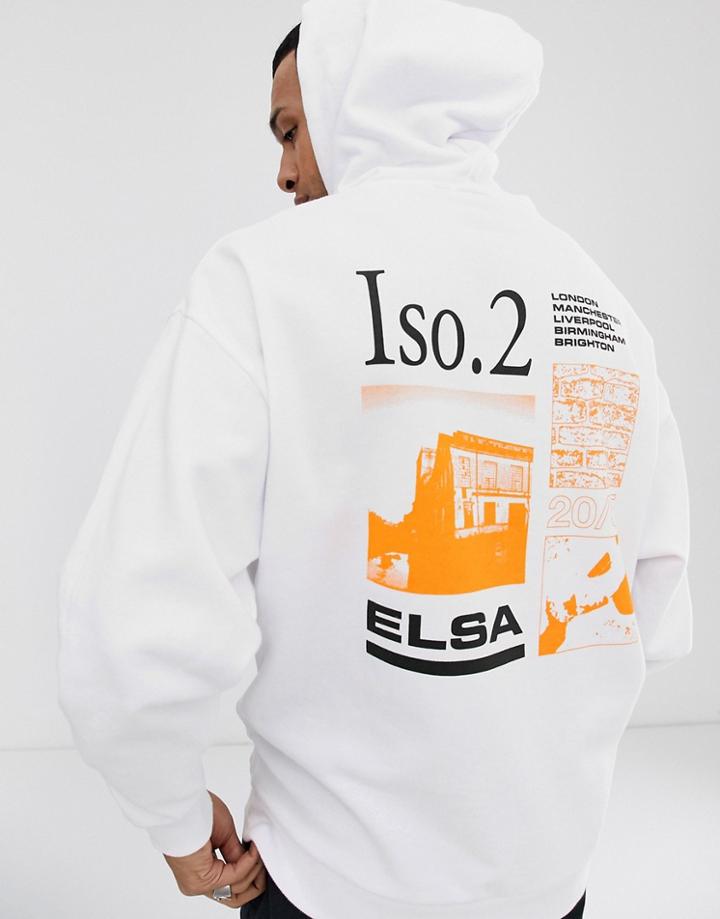 Asos Design Oversized Hoodie With Text Back Print - White