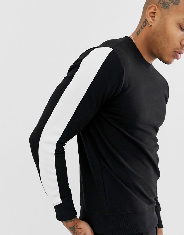 Another Influence Arm Panel Crew Neck Sweat - Black