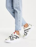 Love Moschino Logo Cross Strap Sneakers In Gold