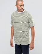 Asos Oversized Stripe T-shirt In Green