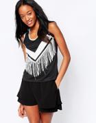 Daisy Street Top With Fringe Detail