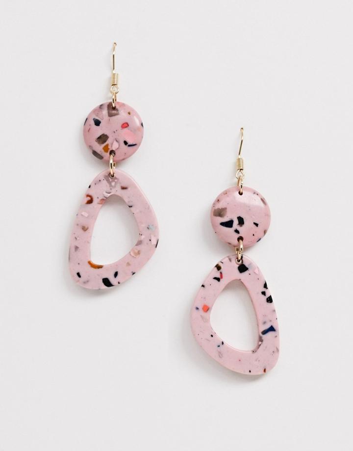 Monki Drop Earrings In Pink - Black