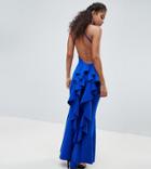 City Goddess Tall Waterfall Back Maxi Dress - Blue
