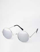 Jeepers Peepers Round Sunglasses With Blue Lenses - Silver