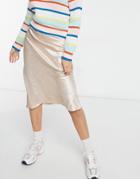 Gilli High Waist Midi Skirt In Peach-pink
