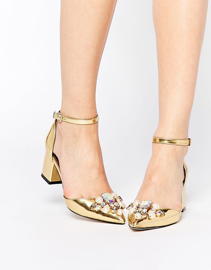 Asos Sparkle Embellished Heels - Gold