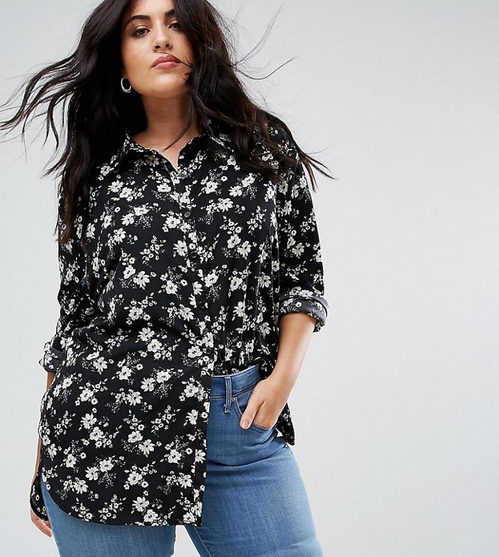 Rage Plus Floral Blouse - Black