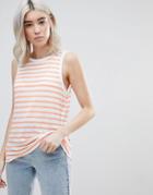 Asos Sleeveless Scoop Back Tank In Stripe - Multi
