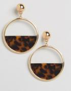 New Look Tortoise Shell Gold Hoop Earrings - Brown