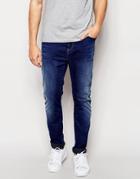 Replay Hyperfree Ma947 Slim Tapered Low Crotch Jeans Superstretch In Mid Blue - Mid Blue