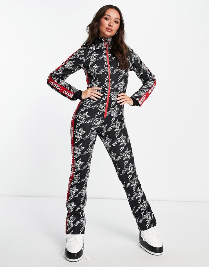 Liquorish Ski Waterproof Suit In Mono Doogtooth Print-multi