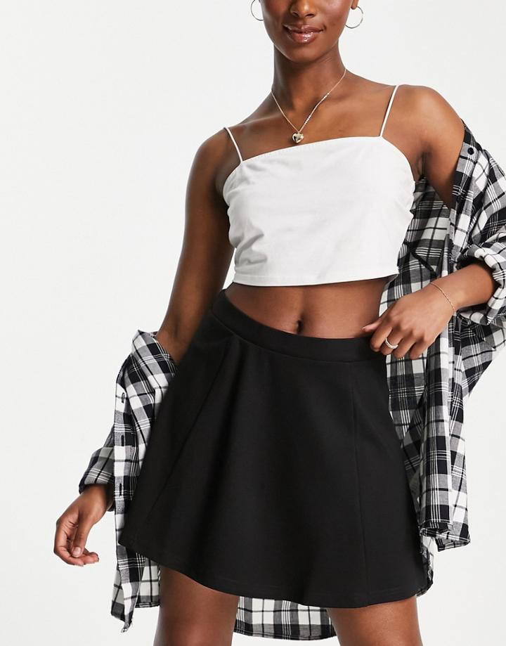 Jdy Pretty Jersey Skater Skirt In Black