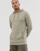 Asos Design Longline Hoodie In Khaki-green