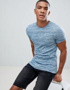 Asos Design Muscle T-shirt In Lightweight Knitted Jersey With Roll Sleeve In Blue - Blue