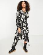 Topshop Spliced Midi Dress In Mono-multi