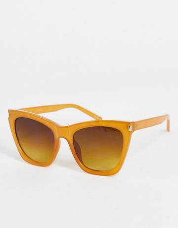 Topshop Plastic Cateye Sunglasses With Metal Pips In Milky-pink