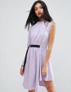 Asos One Shoulder Dress With D Ring - Purple