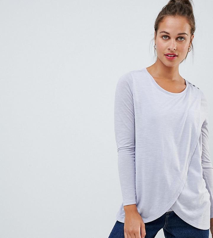 New Look Maternity Nursing Long Sleeve Wrap Top - Gray