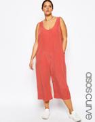 Asos Curve Oversized Minimal Cami Jumpsuit - Rust