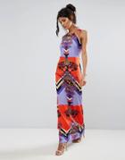 City Goddess Printed Summer Maxi Dress - Multi