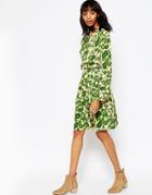 Ivana Helsinki Floral Long Sleeve Skater Dress - Green