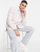 Topman Relaxed Check Shirt In Off White And Pink