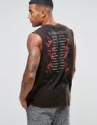 Asos Sleeveless T-shirt With Back Print And Acid Wash - Black