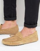 Asos Driving Shoes In Stone Suede - Stone