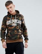 Pull & Bear Hoodie With Logo In Camo - Brown
