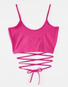 Karl Kani Washed Pink Cami Crop Top With Tie Waist