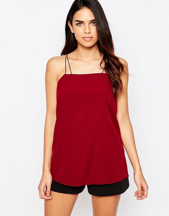 Ax Paris Double Strap Cami Top - Wine