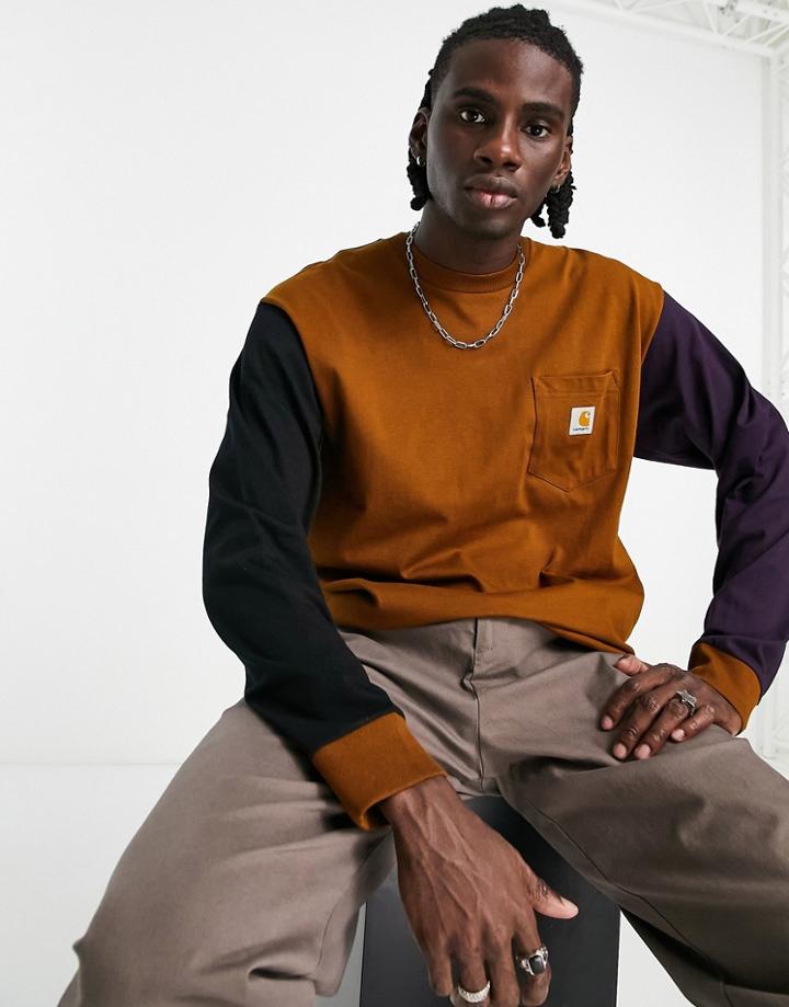 Carhartt Wip Triple Pocket Long Sleeve Top In Brown Multi