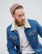 Asos Mini Fisherman Pointed Beanie In Mink - Brown