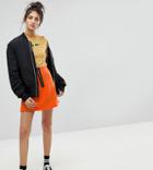 Reclaimed Vintage Inspired Mini Skirt In Fleece - Orange