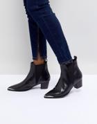 Office Azalea Black Leather Western Tipped Boots - Black