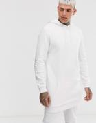 Asos Design Super Longline Hoodie In White - White