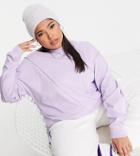 Asos Design Curve Long Sleeve Oversized T-shirt With Exposed Seam Detail In Lilac-purple