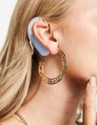 Topshop Greek Key Cutout Hoop Earrings In Gold
