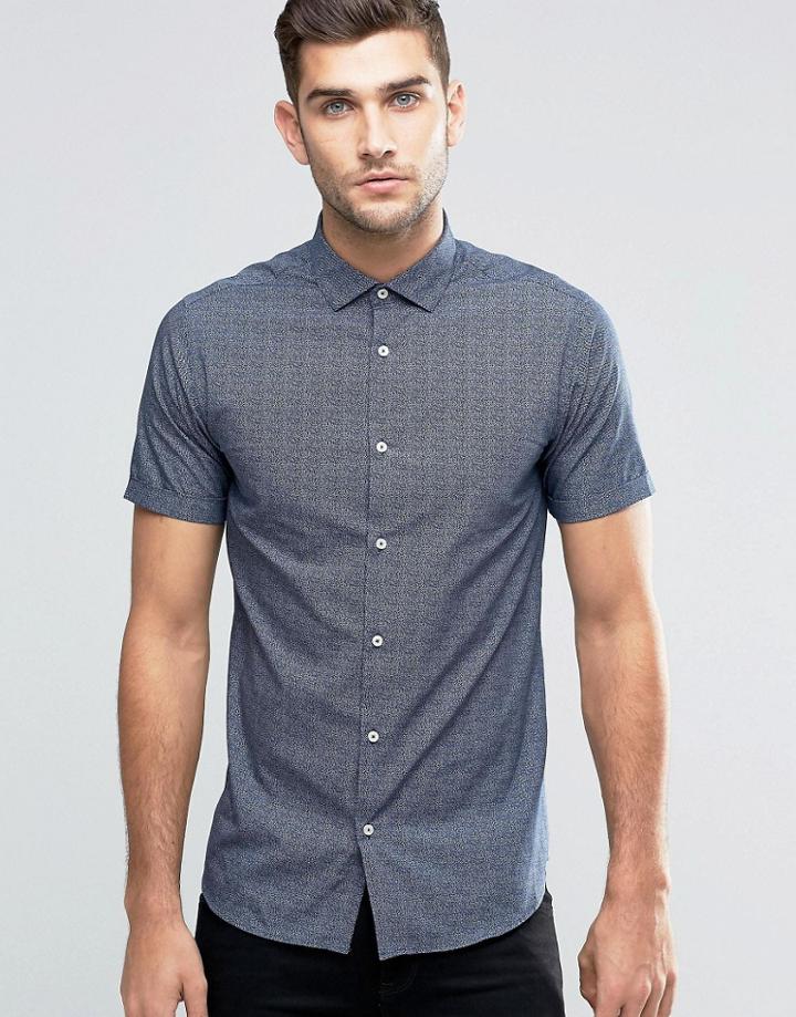 Jack & Jones Premium Mini Polka Short Sleeve Shirt - Navy