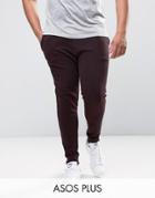 Asos Plus Super Skinny Joggers In Burgundy - Purple