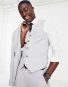 Asos Design Wedding Super Skinny Suit Vest In Ice Gray Micro Texture