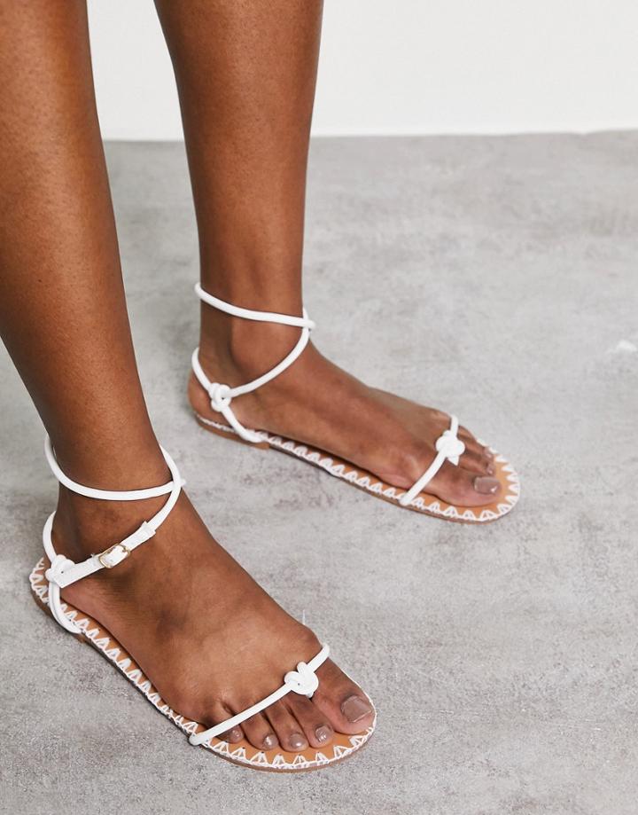 Asos Design Finally Minimal Strappy Sandals In White