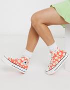Converse Chuck Taylor Lift Platform Hi Red Daisy Print