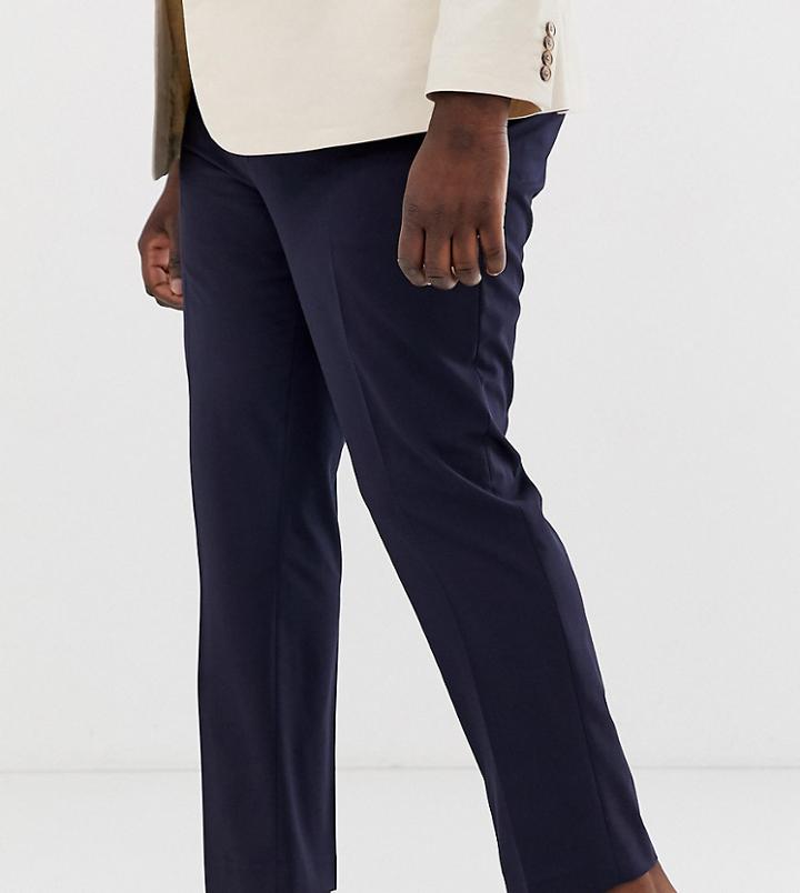 Asos Design Plus Slim Smart Pants In Navy