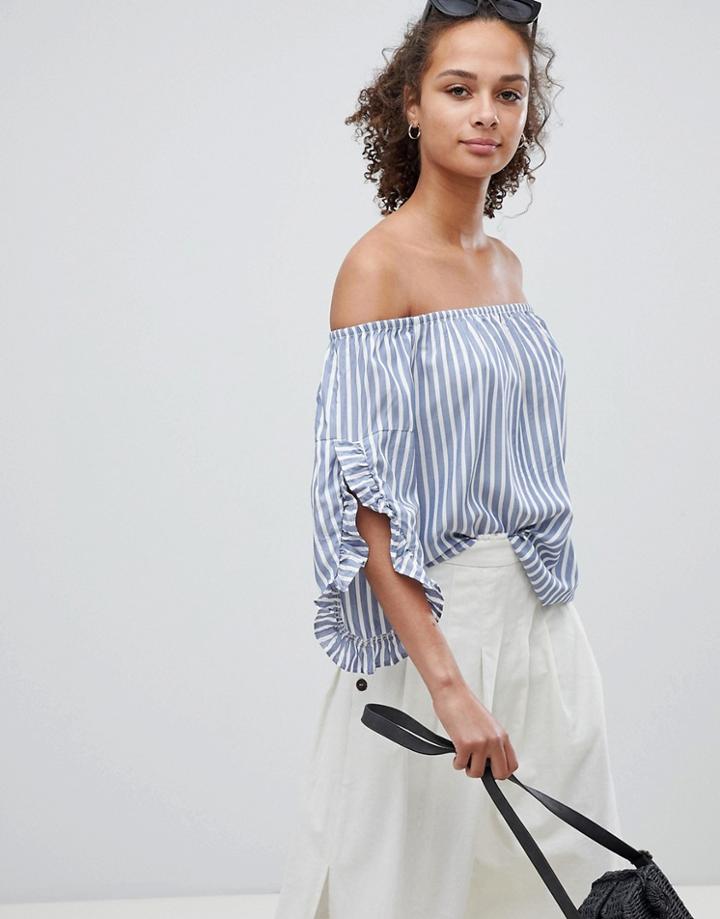 Only Frill Sleeve Off Shoulder Top - Red