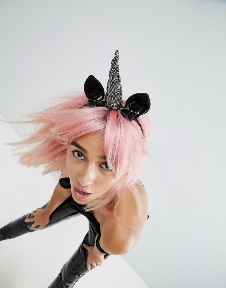 Asos Halloween Dark Unicorn Headband - Black